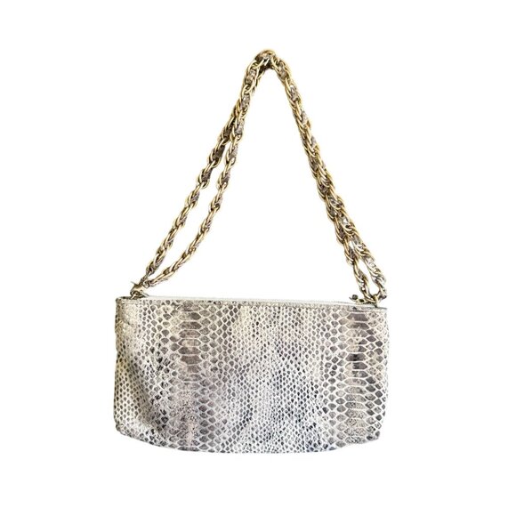 Elliott Lucca 100% Leather Snakeskin Print Hobo Satchel Shoulder Bag Gray - Picture 11 of 15